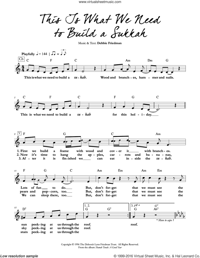 This Is What We Need to Build a Sukkah sheet music for voice and other instruments (fake book) by Debbie Friedman, intermediate skill level