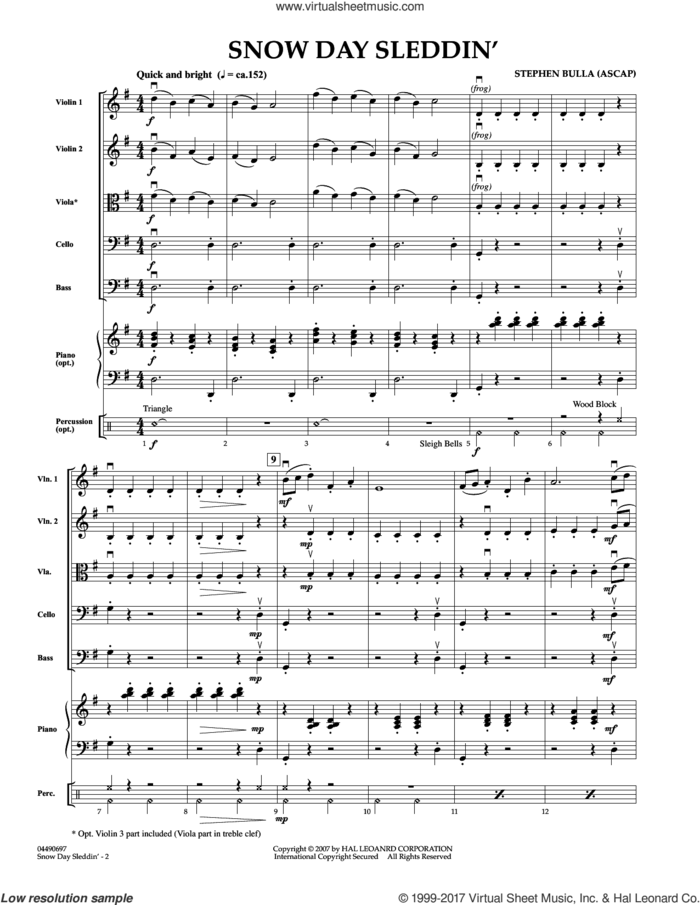 Snow Day Sleddin' (COMPLETE) sheet music for orchestra by Stephen Bulla, intermediate skill level