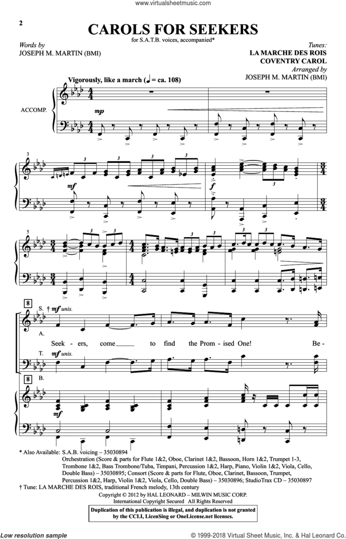 Carols For Seekers sheet music for choir (SATB: soprano, alto, tenor, bass) by Joseph M. Martin and Miscellaneous, intermediate skill level