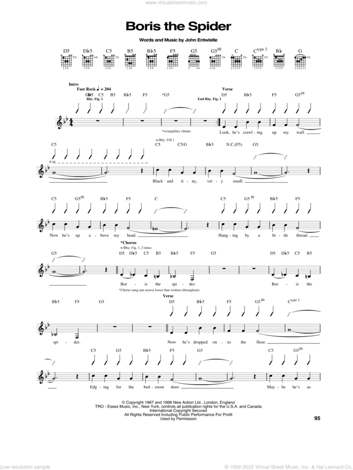 Boris The Spider sheet music for guitar (tablature) (PDF)