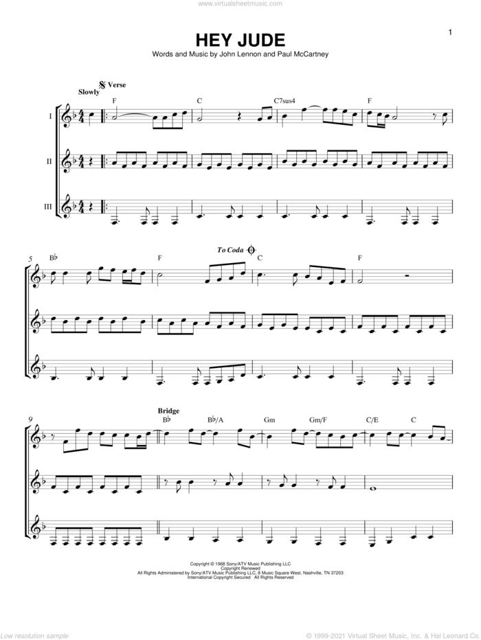 Beatles Hey Jude Sheet Music For Guitar Ensemble Pdf 