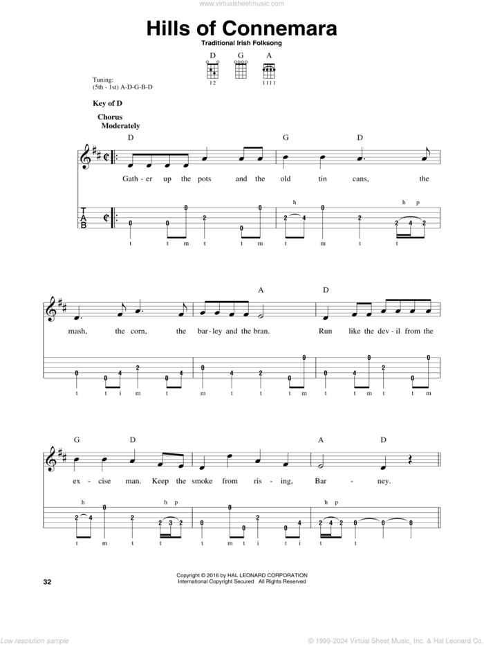 Hills Of Connemara sheet music for banjo solo, intermediate skill level