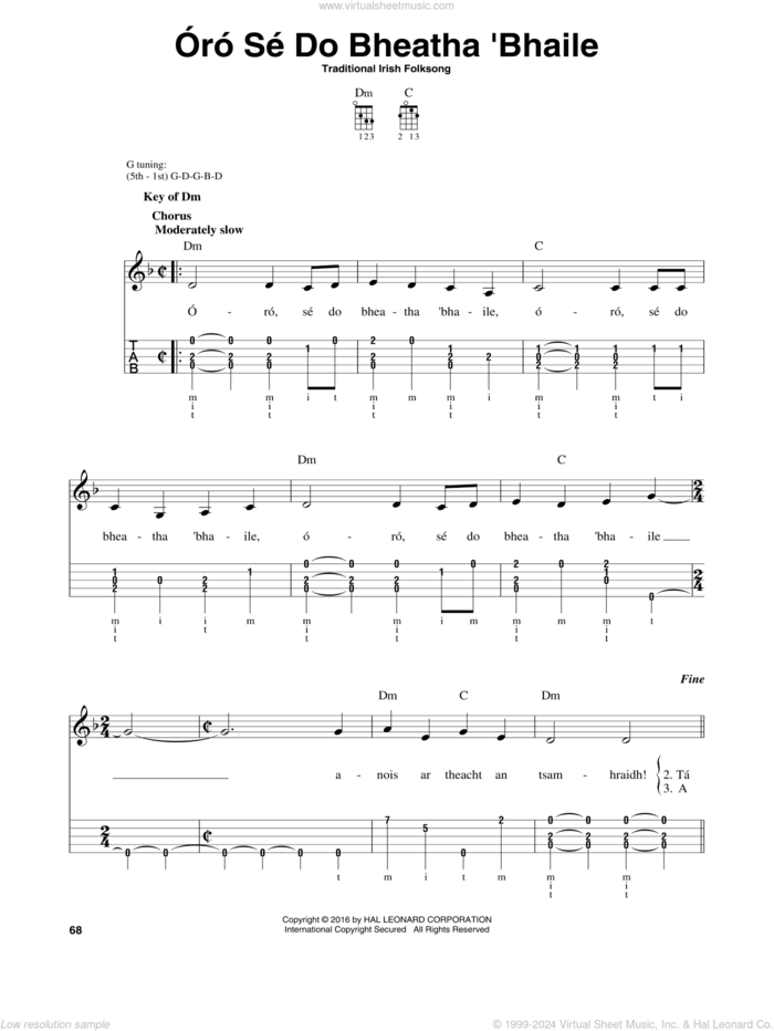 Oro Se Do Bheatha Bhaile sheet music for banjo solo, intermediate skill level