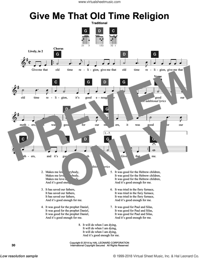 Give Me That Old Time Religion sheet music for guitar solo (ChordBuddy system)  and Travis Perry, intermediate guitar (ChordBuddy system)