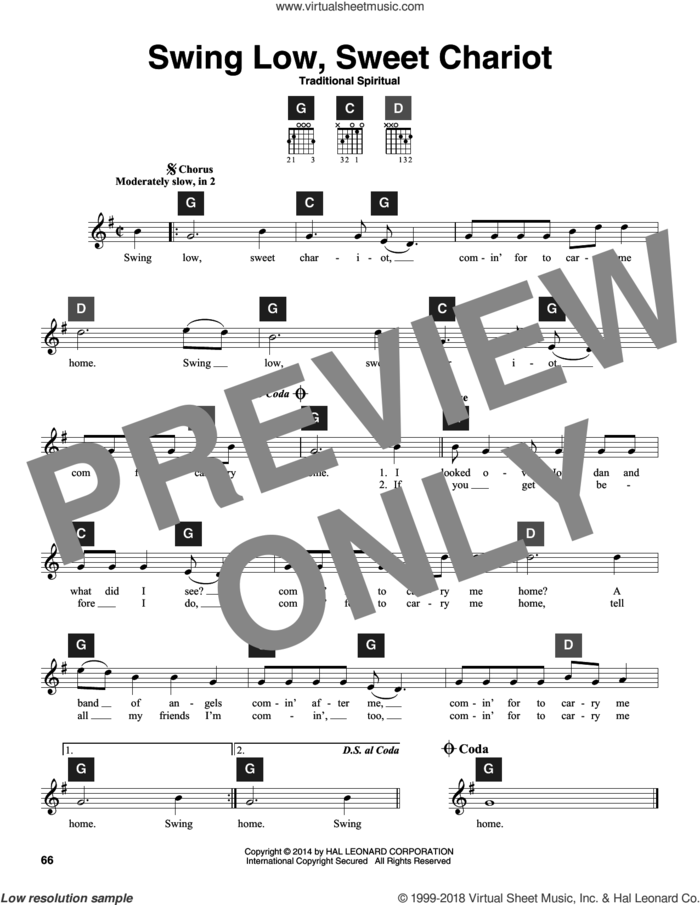 Swing Low, Sweet Chariot sheet music for guitar solo (ChordBuddy system) by Travis Perry and Miscellaneous, intermediate guitar (ChordBuddy system)