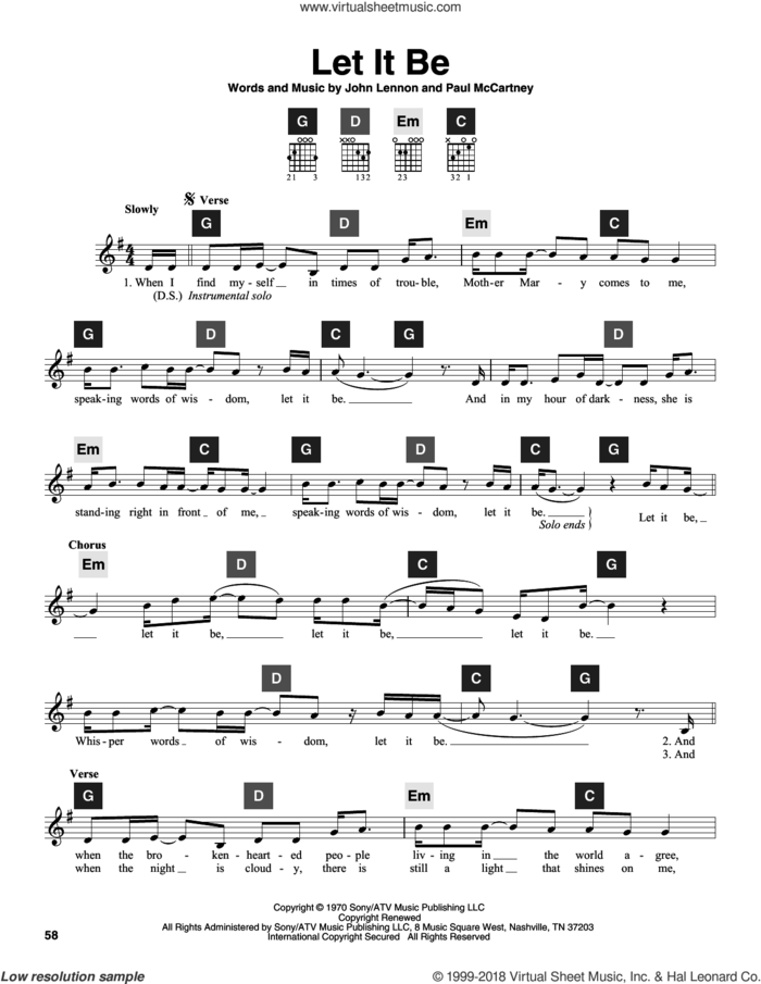 Let It Be sheet music for guitar solo (ChordBuddy system) by The Beatles, Kris Allen, Travis Perry, John Lennon and Paul McCartney, intermediate guitar (ChordBuddy system)
