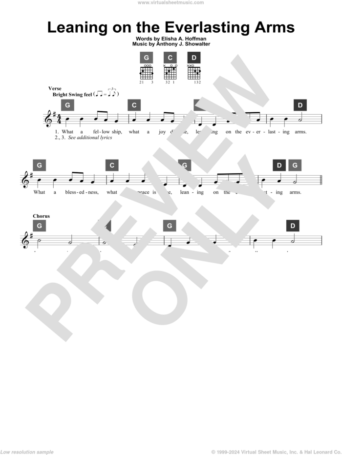 Leaning On The Everlasting Arms sheet music for guitar solo (ChordBuddy system) by Elisha A. Hoffman and Anthony J. Showalter, intermediate guitar (ChordBuddy system)