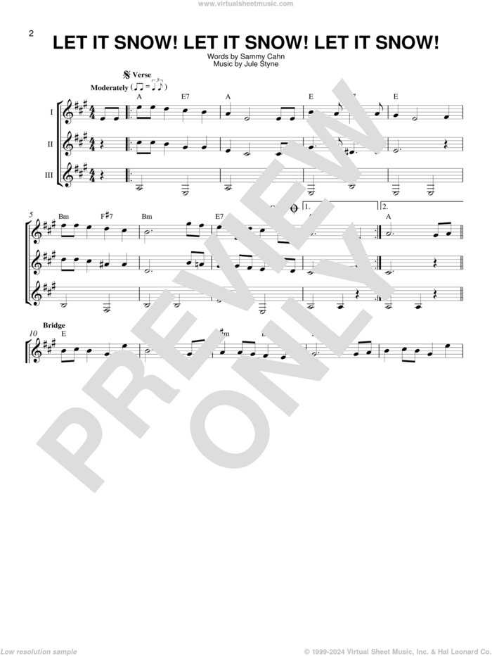 Let It Snow! Let It Snow! Let It Snow! sheet music for guitar ensemble by Sammy Cahn, Jule Styne and Sammy Cahn & Julie Styne, intermediate skill level