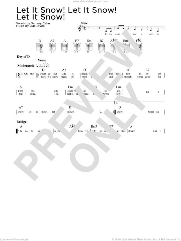 Let It Snow! Let It Snow! Let It Snow! sheet music for guitar solo (lead sheet) by Sammy Cahn, Jule Styne and Sammy Cahn & Julie Styne, intermediate guitar (lead sheet)