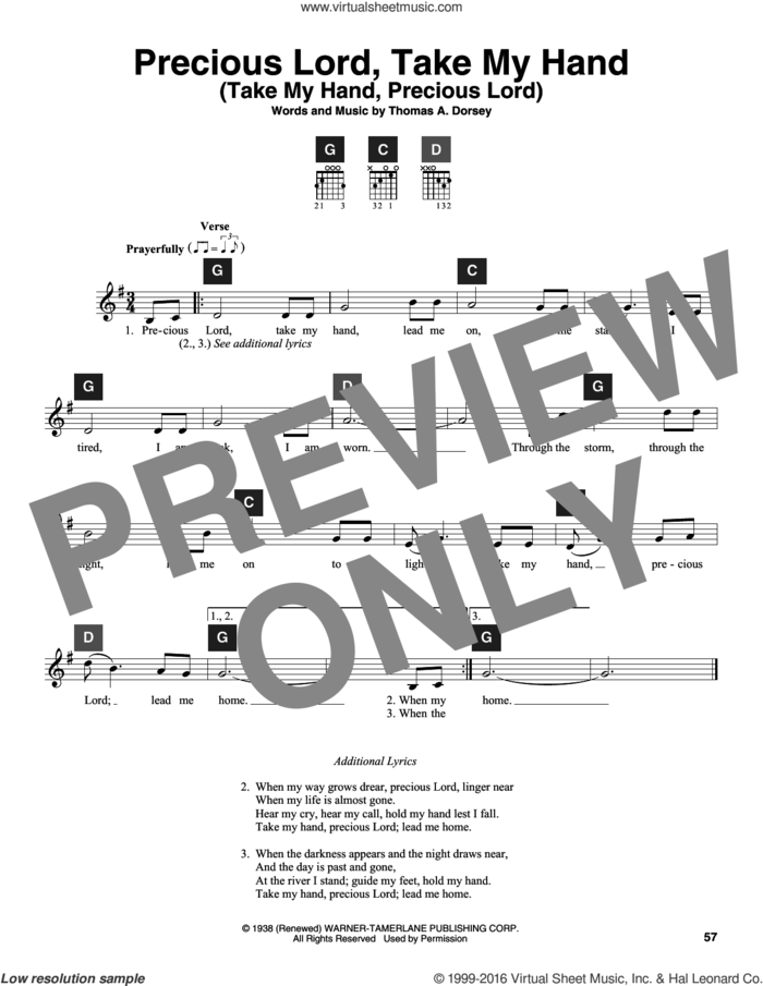 Precious Lord, Take My Hand (Take My Hand, Precious Lord) sheet music for guitar solo (ChordBuddy system) by Tommy Dorsey and Travis Perry, intermediate guitar (ChordBuddy system)
