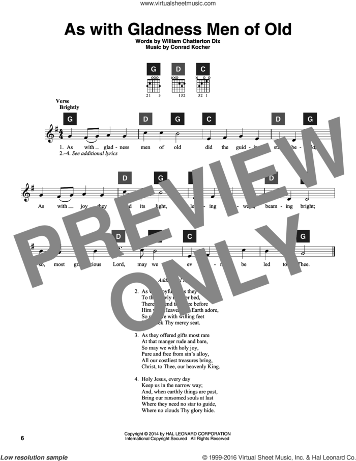 As With Gladness Men Of Old sheet music for guitar solo (ChordBuddy system) by William Chatterton Dix, Travis Perry and Conrad Kocher, intermediate guitar (ChordBuddy system)
