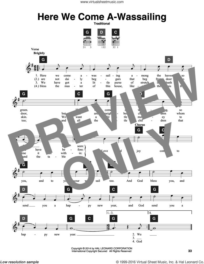 Here We Come A-Wassailing sheet music for guitar solo (ChordBuddy system)  and Travis Perry, intermediate guitar (ChordBuddy system)
