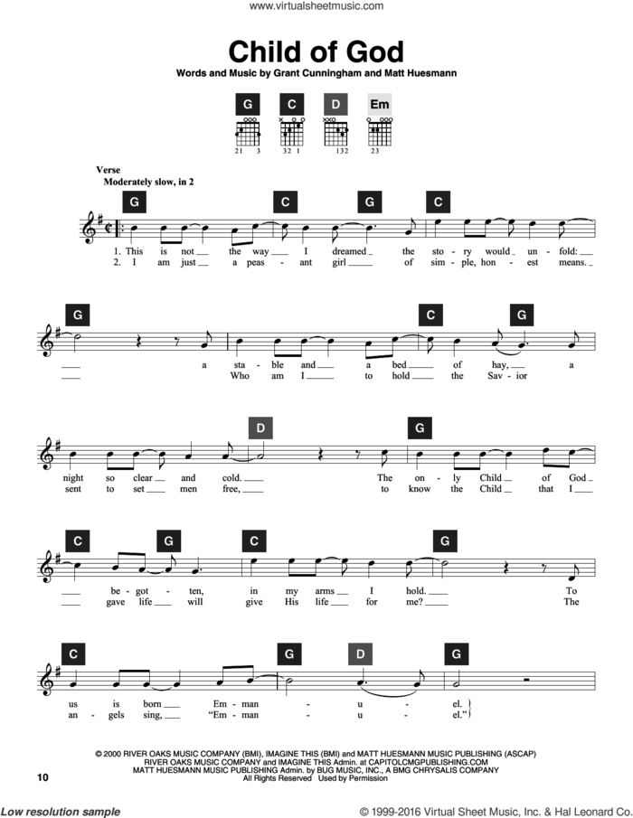 Child Of God sheet music for guitar solo (ChordBuddy system) by Grant Cunningham, Amy Grant, Travis Perry, Grant Cunningham and Matt Huesmann and Matt Huesmann, intermediate guitar (ChordBuddy system)