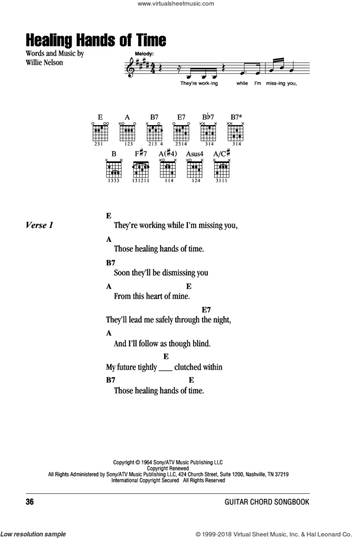 Healing Hands Of Time sheet music for guitar (chords) by Willie Nelson, intermediate skill level