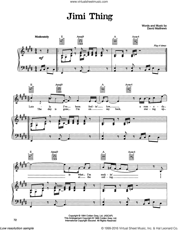 Jimi Thing sheet music for voice, piano or guitar by Dave Matthews Band, intermediate skill level