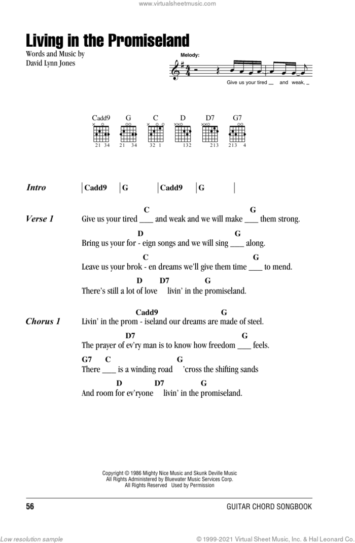 Living In The Promiseland sheet music for guitar (chords) by Willie Nelson and David Lynn Jones, intermediate skill level