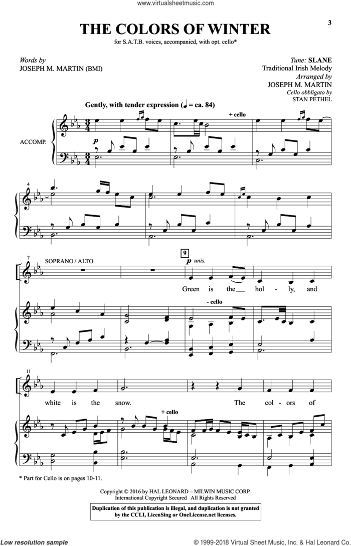 The Colors Of Winter sheet music for choir (SATB: soprano, alto, tenor, bass) by Joseph M. Martin and Miscellaneous, intermediate skill level