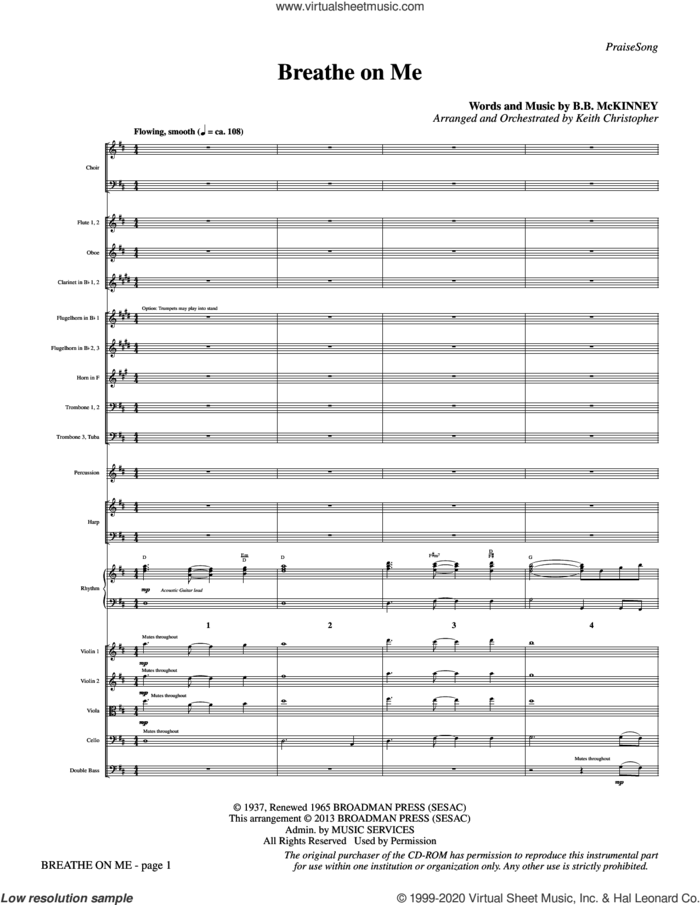 Breathe on Me (COMPLETE) sheet music for orchestra/band by Keith Christopher and B.B. McKinney, intermediate skill level
