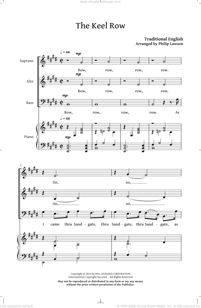 The Keel Row sheet music for choir (SAB: soprano, alto, bass) by Northumbrian Folk Song and Philip Lawson, intermediate skill level