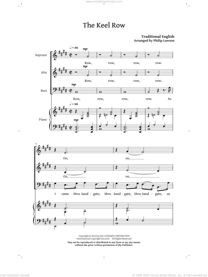 The Keel Row sheet music for choir (SAB: soprano, alto, bass) by Northumbrian Folk Song and Philip Lawson, intermediate skill level