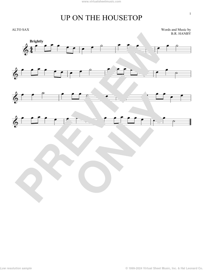 Up On The Housetop sheet music for alto saxophone solo by Benjamin Hanby, intermediate skill level