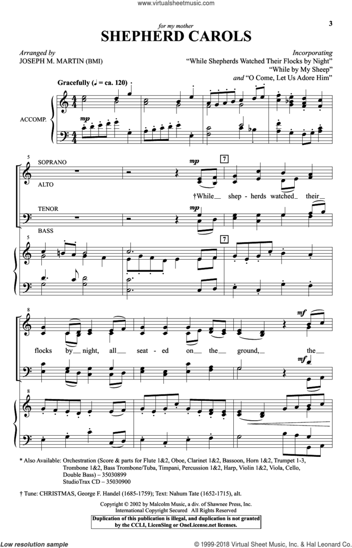 Shepherd Carols sheet music for choir (SATB: soprano, alto, tenor, bass) by Joseph M. Martin, intermediate skill level
