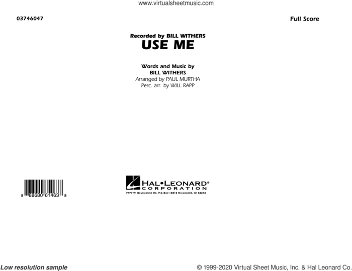 Use Me (COMPLETE) sheet music for marching band by Paul Murtha, Bill Withers and Will Rapp, intermediate skill level