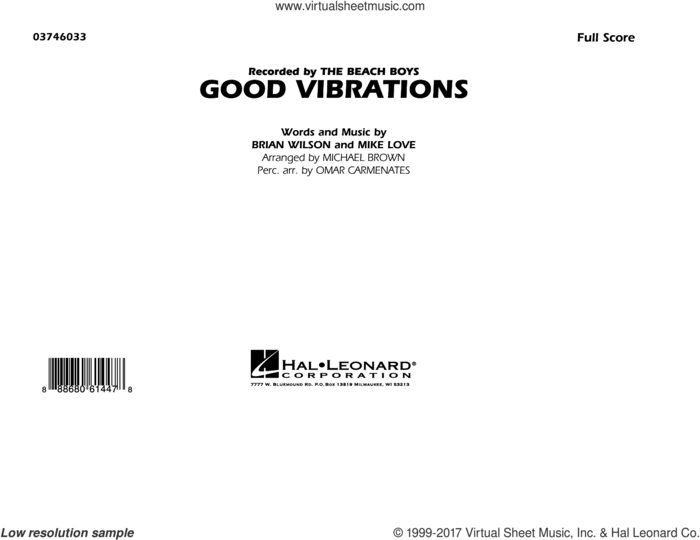Good Vibrations (COMPLETE) sheet music for marching band by Michael Brown, Brian Wilson, Mike Love, Omar Carmenates and The Beach Boys, intermediate skill level