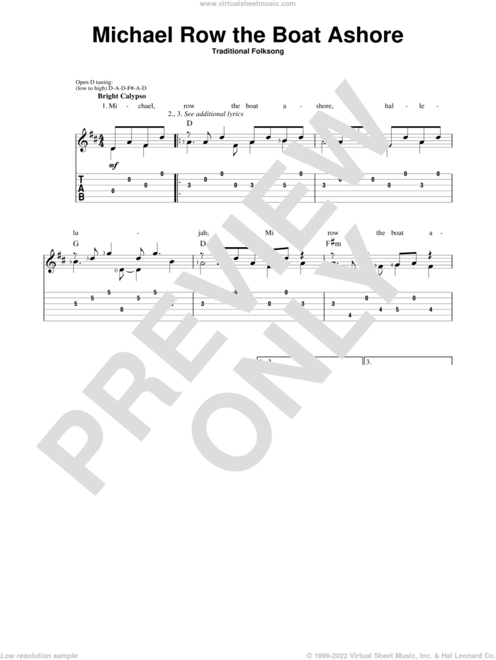 Michael Row The Boat Ashore (arr. Mark Phillips) sheet music for guitar solo by Mark Phillips and Miscellaneous, intermediate skill level