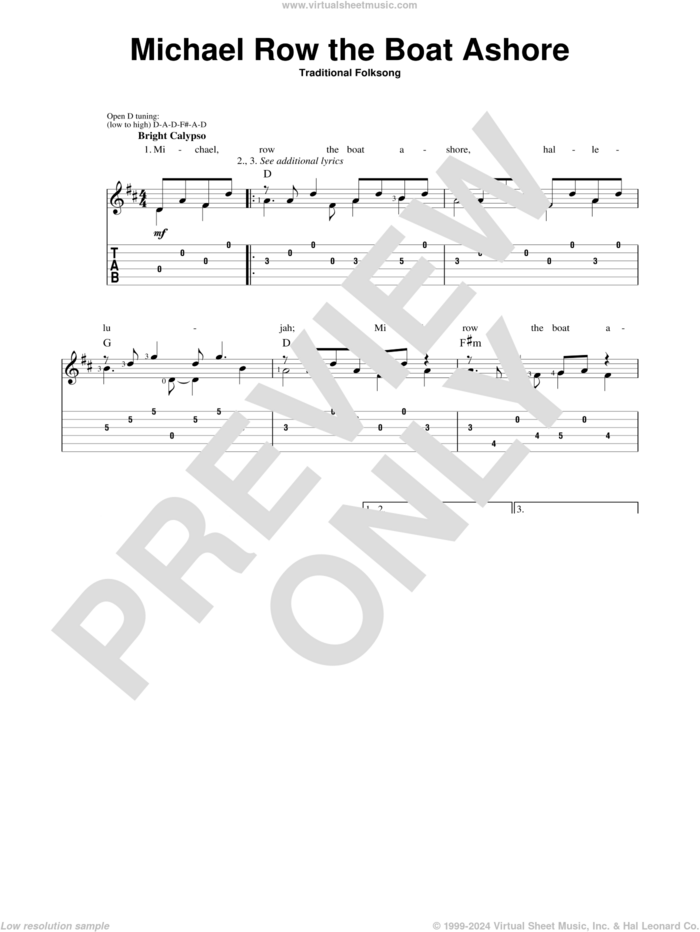 Michael Row The Boat Ashore (arr. Mark Phillips) sheet music for guitar solo by Mark Phillips and Miscellaneous, intermediate skill level