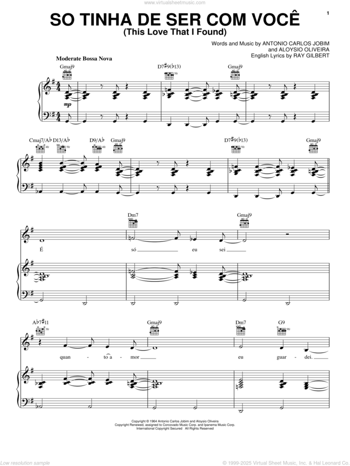 So Tinha De Ser Com Voce (This Love That I Found) sheet music for voice, piano or guitar by Antonio Carlos Jobim, Astrud Gilberto and Ray Gilbert, intermediate skill level