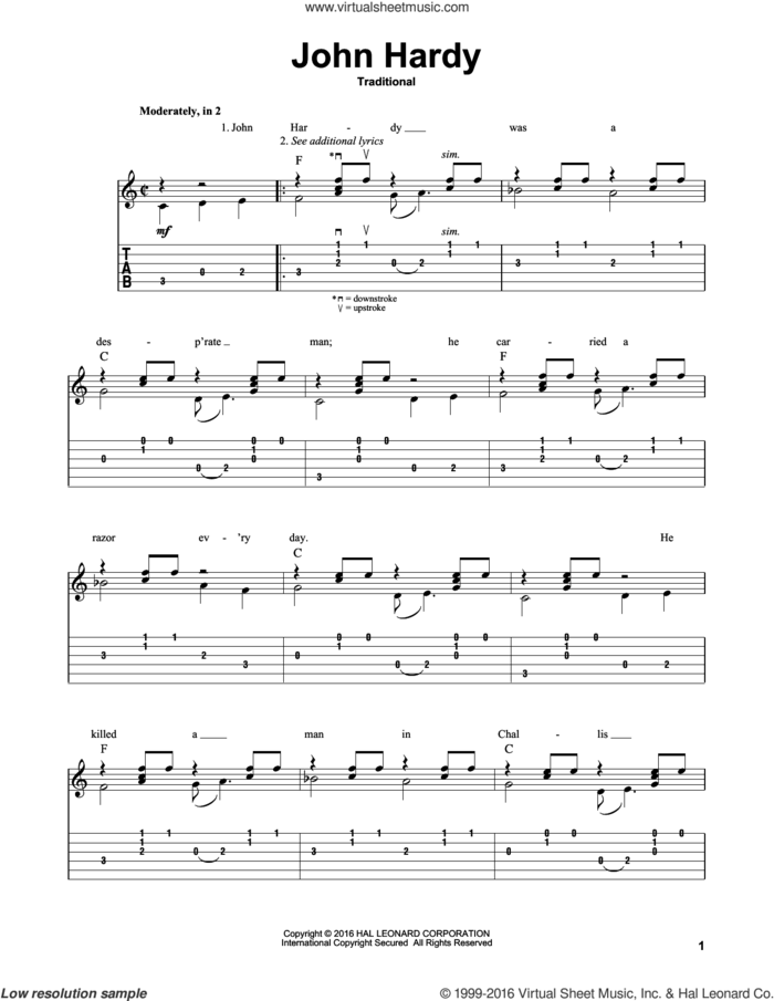 John Hardy (arr. Mark Phillips) sheet music for guitar solo by Mark Phillips and Miscellaneous, intermediate skill level