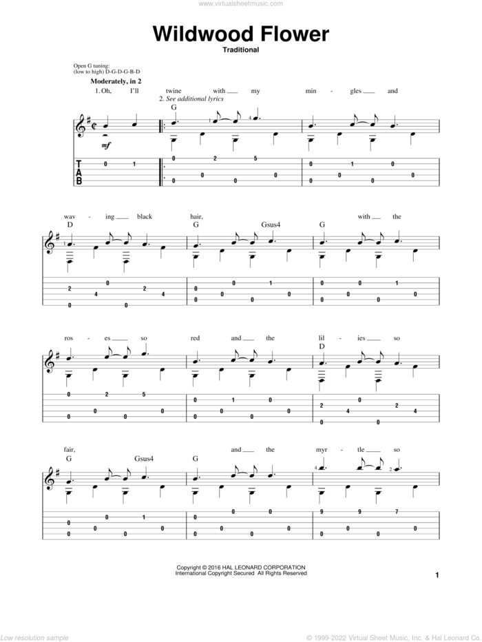 Wildwood Flower (arr. Mark Phillips) sheet music for guitar solo by Mark Phillips and Miscellaneous, intermediate skill level