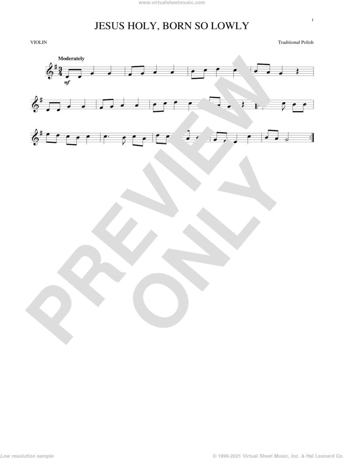 Jesus Holy, Born So Lowly sheet music for violin solo, intermediate skill level