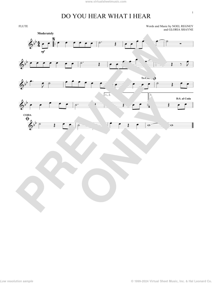 Do You Hear What I Hear sheet music for flute solo by Gloria Shayne, Carole King, Carrie Underwood, Susan Boyle feat. Amber Stassi, Noel Regney and Noel Regney & Gloria Shayne, intermediate skill level