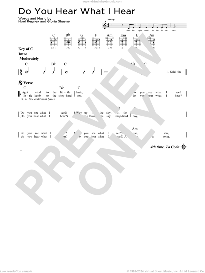 Do You Hear What I Hear sheet music for guitar solo (lead sheet) by Gloria Shayne, Carole King, Carrie Underwood, Susan Boyle feat. Amber Stassi, Noel Regney and Noel Regney & Gloria Shayne, intermediate guitar (lead sheet)