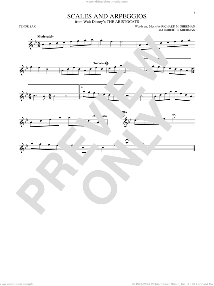 Scales And Arpeggios sheet music for tenor saxophone solo by Richard M. Sherman, Richard & Robert Sherman and Robert B. Sherman, intermediate skill level