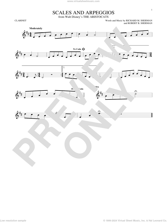 Scales And Arpeggios sheet music for clarinet solo by Richard M. Sherman, Richard & Robert Sherman and Robert B. Sherman, intermediate skill level