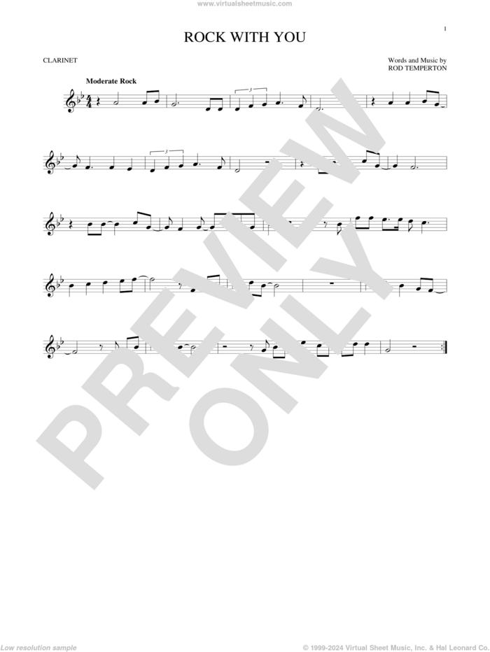 Rock With You sheet music for clarinet solo by Michael Jackson and Rod Temperton, intermediate skill level