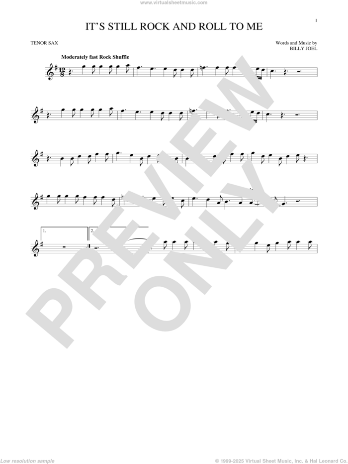 It's Still Rock And Roll To Me sheet music for tenor saxophone solo by Billy Joel, intermediate skill level