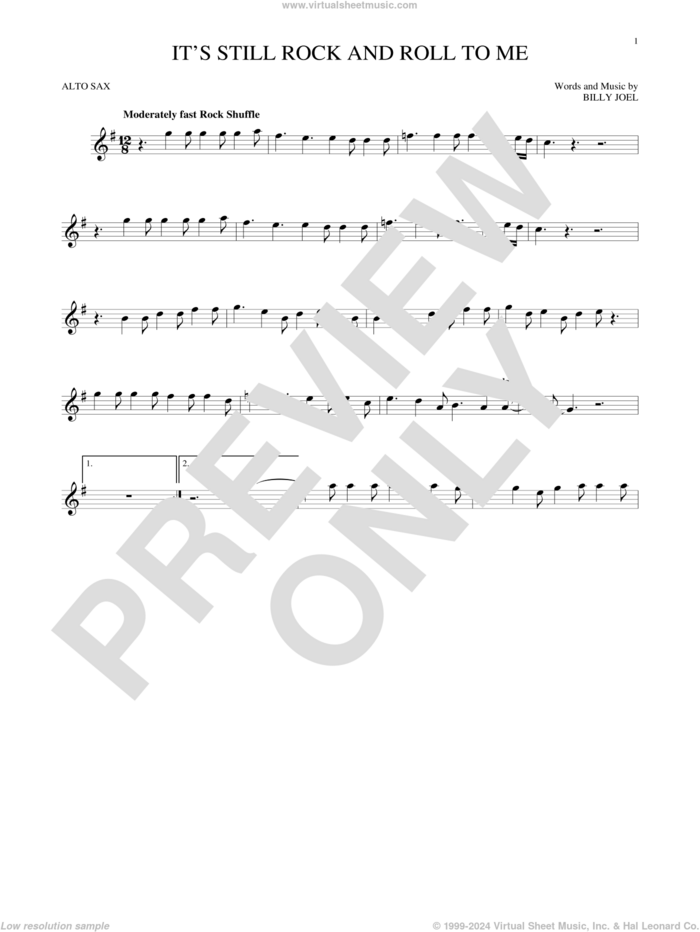 It's Still Rock And Roll To Me sheet music for alto saxophone solo by Billy Joel, intermediate skill level