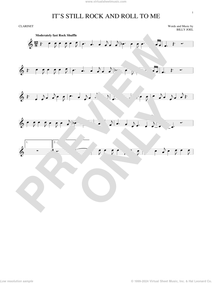 It's Still Rock And Roll To Me sheet music for clarinet solo by Billy Joel, intermediate skill level