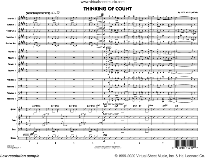 Thinking of Count (COMPLETE) sheet music for jazz band by Steve Allee, intermediate skill level