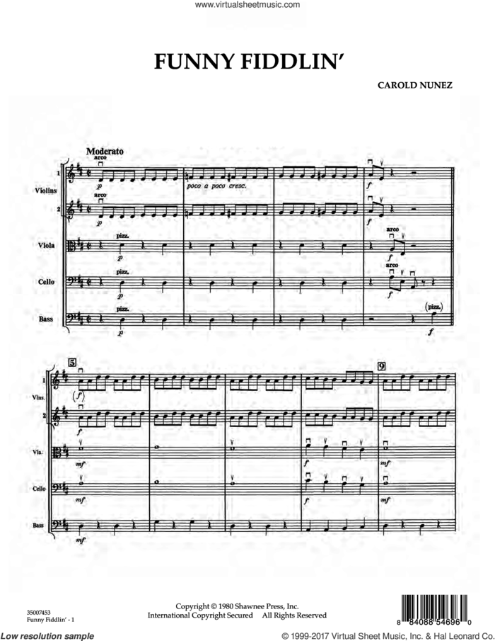 Funny Fiddlin' (COMPLETE) sheet music for orchestra by Carold Nuñez and Carold Nunez, intermediate skill level