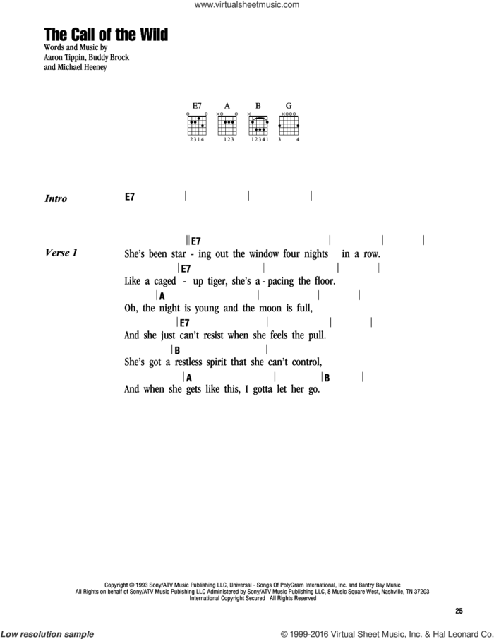 The Call Of The Wild sheet music for guitar (chords) by Aaron Tippin, Buddy Brock and Michael Heeney, intermediate skill level