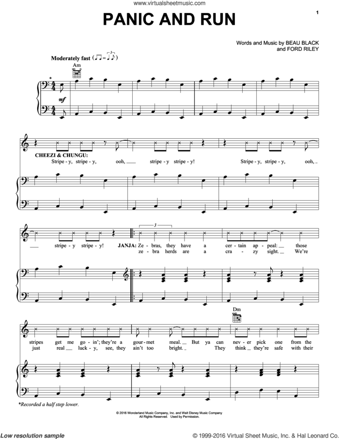 Panic And Run sheet music for voice, piano or guitar by Beau Black and Ford Riley, intermediate skill level
