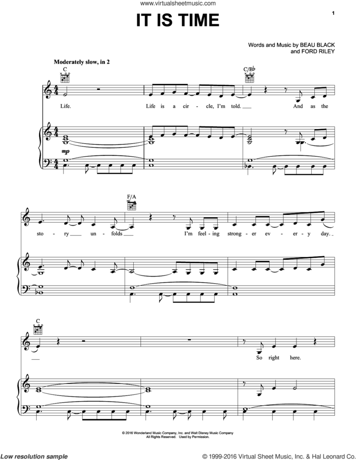 It Is Time sheet music for voice, piano or guitar by Beau Black and Ford Riley, intermediate skill level