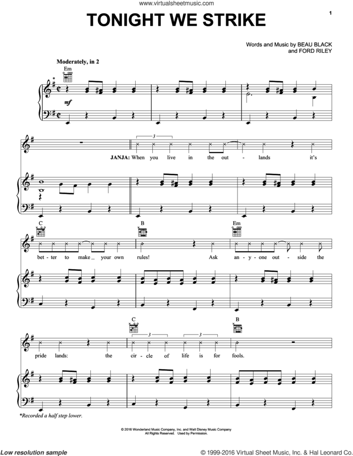 Tonight We Strike sheet music for voice, piano or guitar by Ford Riley and Beau Black, intermediate skill level