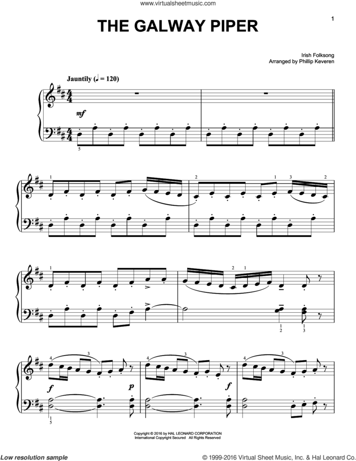 The Galway Piper sheet music for piano solo, easy skill level