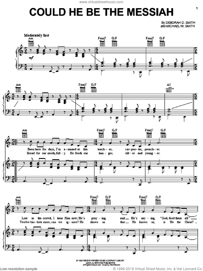 Could He Be The Messiah sheet music for voice, piano or guitar by Michael W. Smith and Deborah D. Smith, intermediate skill level